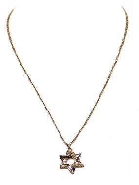 Avon Star of David Necklace Gold-tone Clear Rhinestone